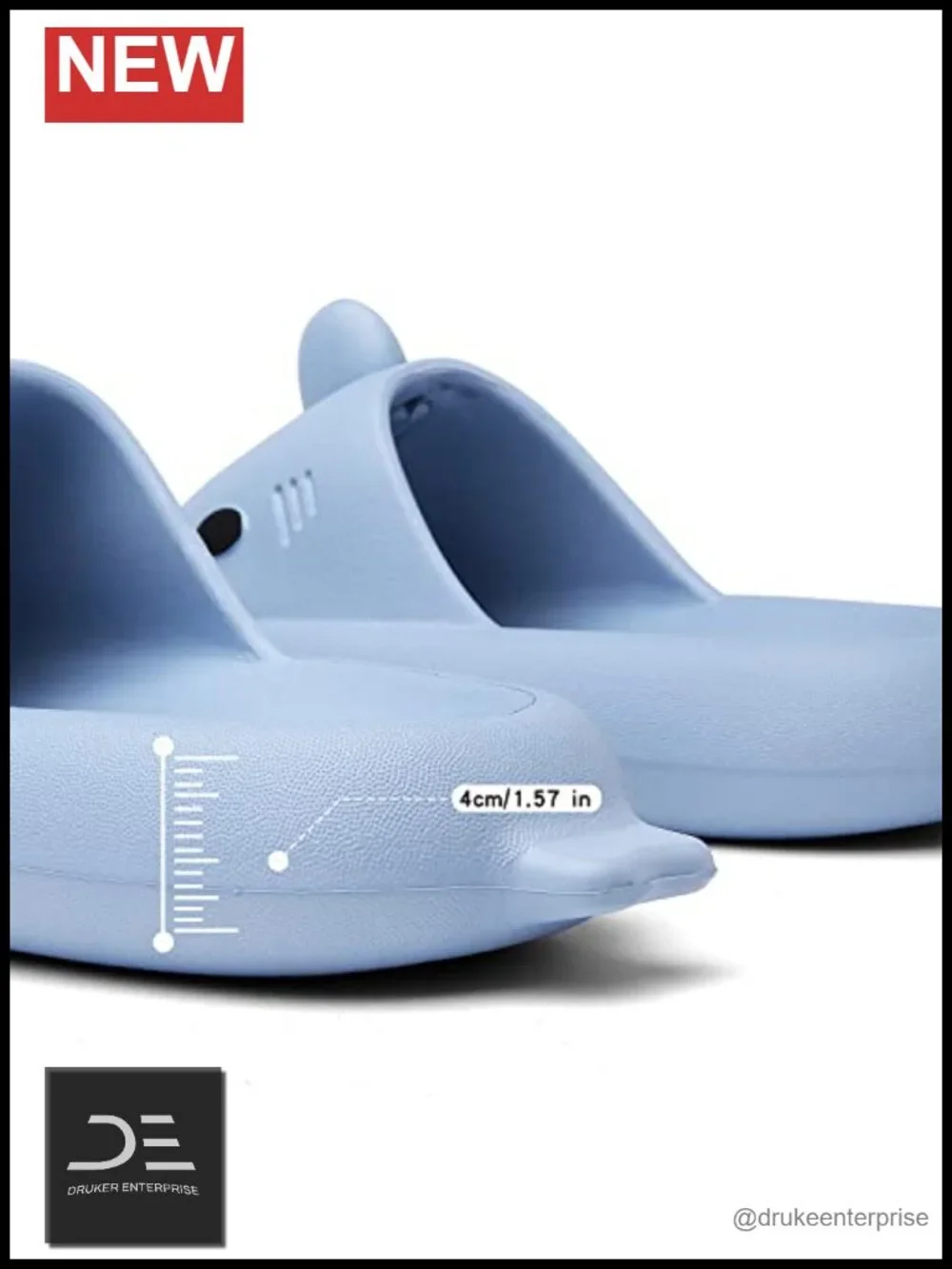 Men's Women's Shark Slides Cushioned EVA Slippers Non-Slip Sole Beach Pool